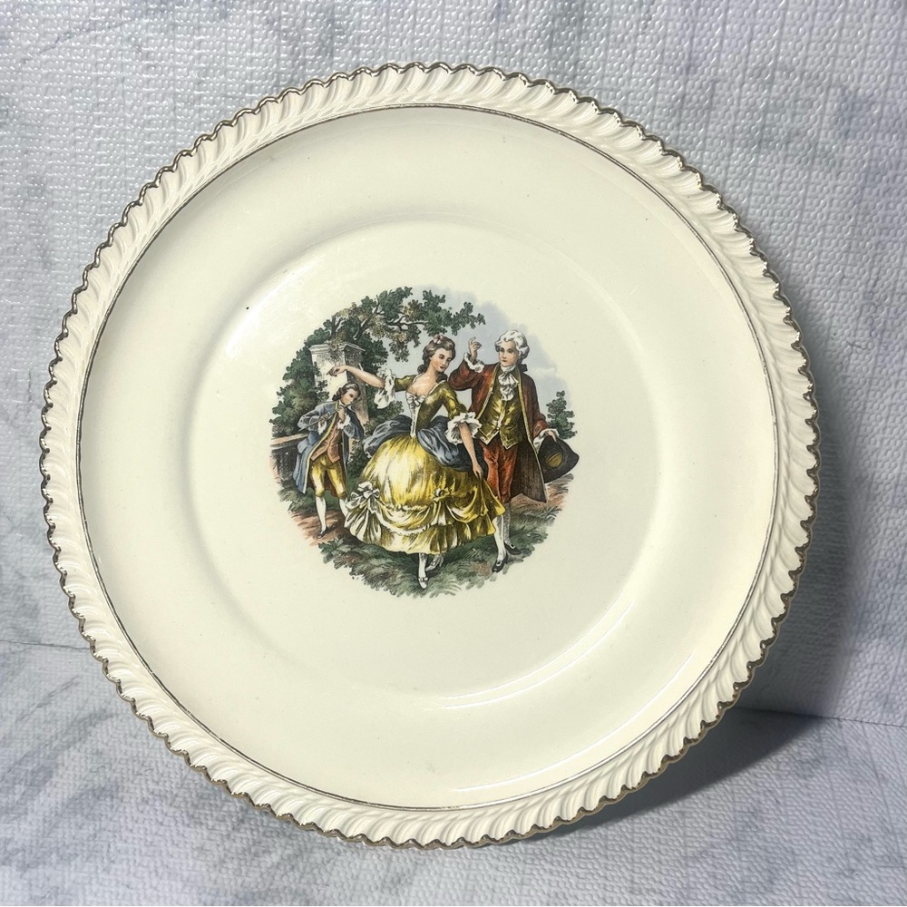 Harker Pottery Company Vintage 22K Gold Trimmed Dinner Plate.